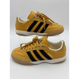 Adidas Samba MN Yellow Leather Suede Black Stripes Womens 9 Mens 7
